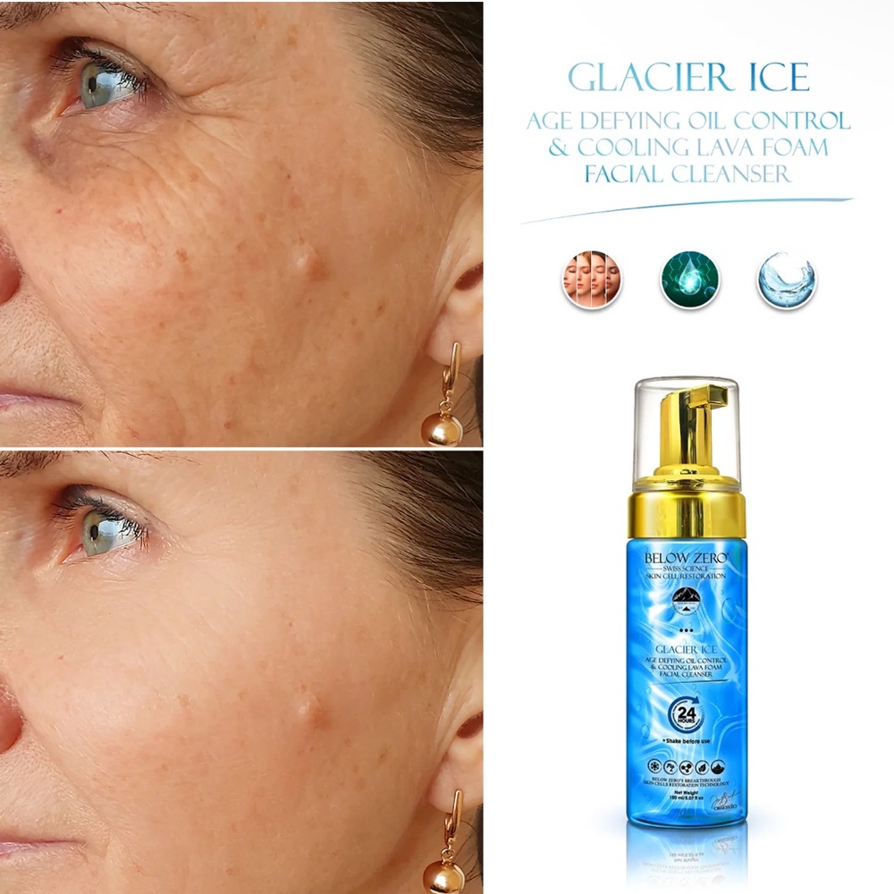 Below Zero Glacier Ice Age Defying Cooling Lava‎ Foam Facial Cleanser 5.07oz